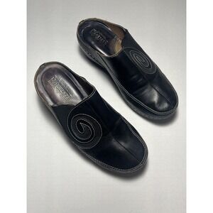 Lartiste Spring Step Leather Clogs Mules Slip on Shoes Sz 8 Vanessa Black Wedge